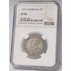 AUSTRALIA 1932 FLORIN . NGC XF45
